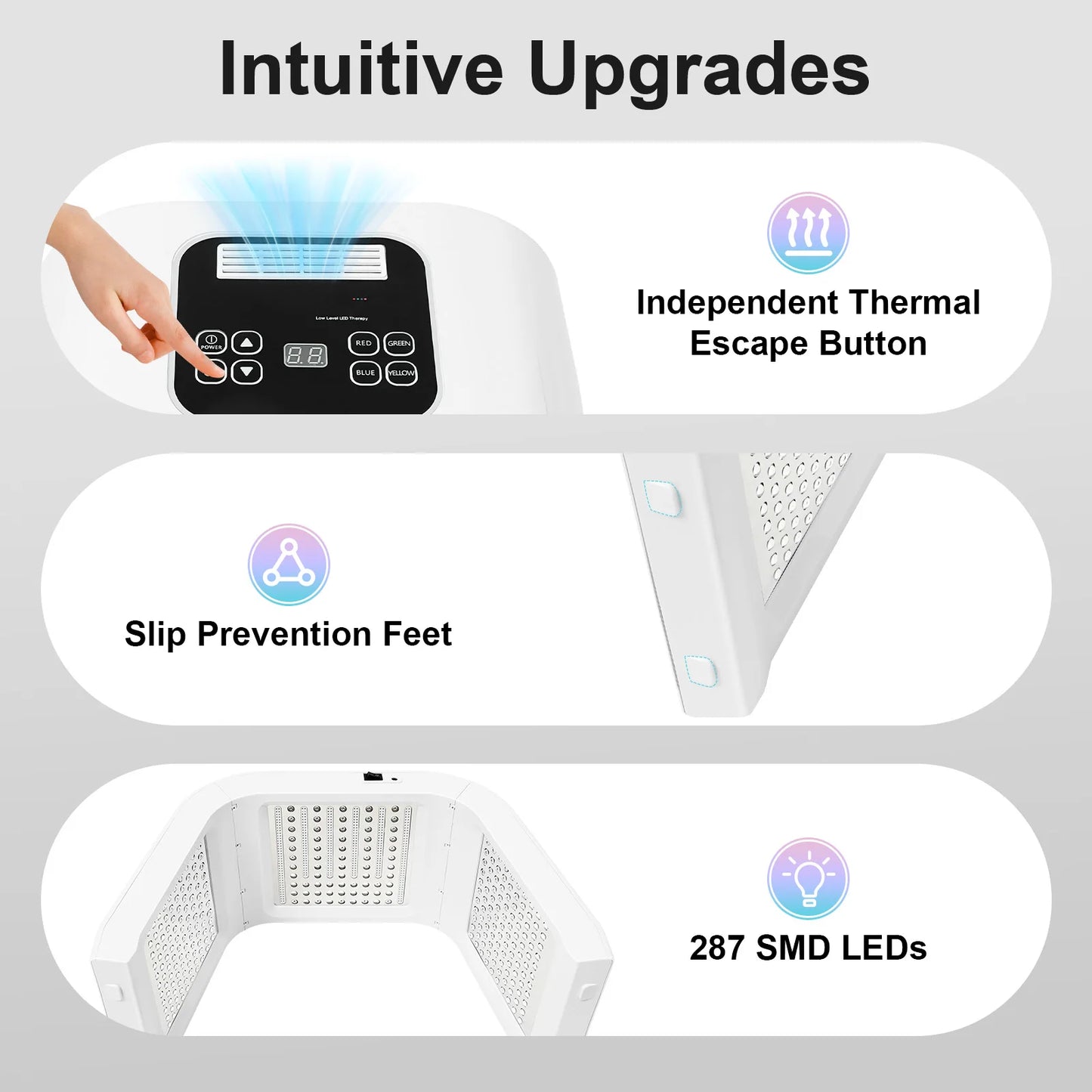 7 Colors PDT Photon Light Therapy LED Face Mask, 287 LEDs Skin Care Light Machine Facial Rejuvenation Salon Spa Beauty Equipment SkynGlowUp